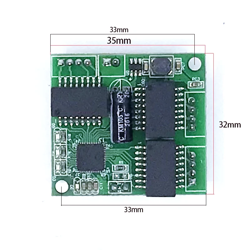 Niezarządzany 3port 10/100M przemysłowy Ethernet moduł przełączający PCBA board OEM Auto-sensing porty 5V-12V płyta główna