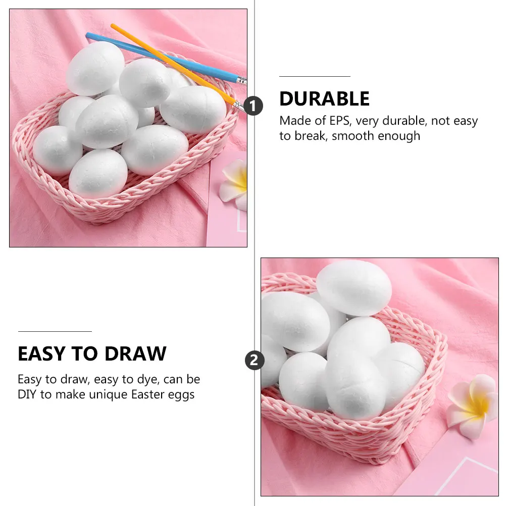 

30pcs Egg White DIY Decorative Easter Crafts Kids Painting Smooth Surface Easter Painting Egg