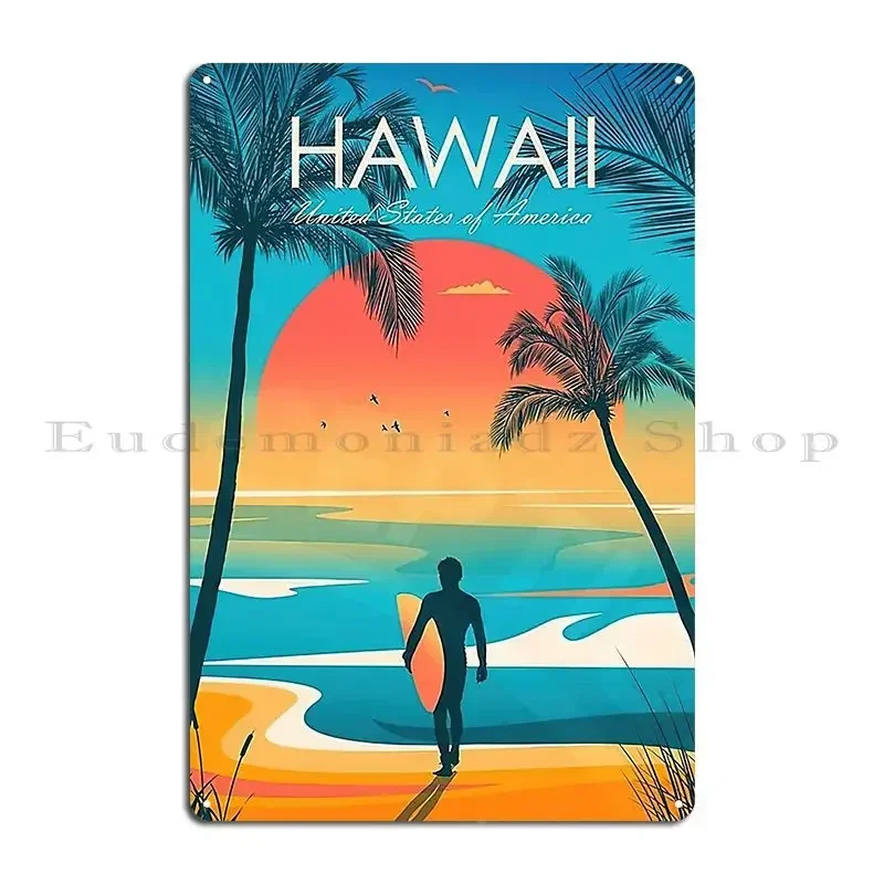 Hawaii Metal Plaque Design Vintage Wall Decor Club Wall Cave Tin Sign Poster