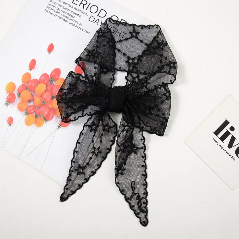 

Ins элегантный женский узкий длинный шарф с вышитым цветком тонкий кружевной шарф корейская версия Y2k солнцезащитный крем шаль лето