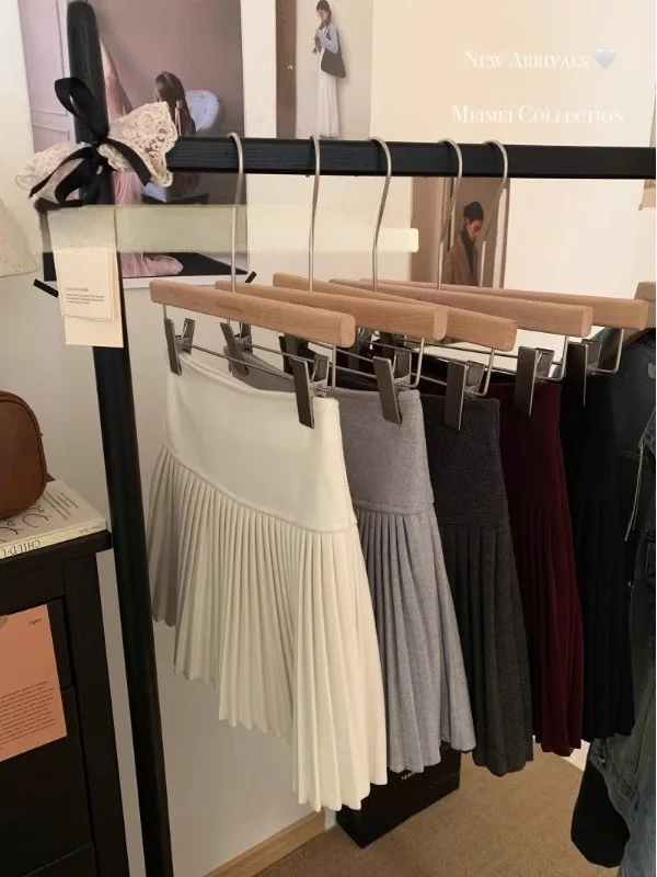 Gray High Waist Anti-Light Short Skirt Women's Autumn New Style Pure Desire Versatile Half-length Bicolor Commute Folded Skirt