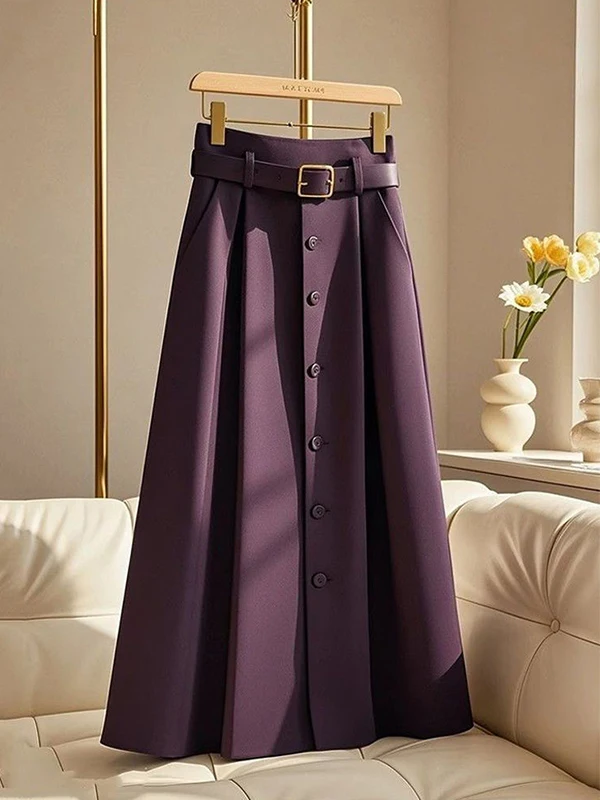 

Slimming High Waist A-Line Skirt for plus Size Women Autumn 2025 Drapey Midi Skirt Pear Shaped Body Korean Style Commute