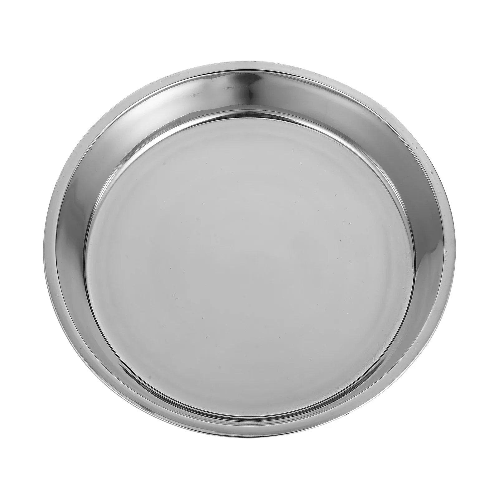 

28cm Stainless Steel Round Plate Portable Dishware for Home and Outdoor Use Silver Stainless Steel Plate Cake Baking Pan