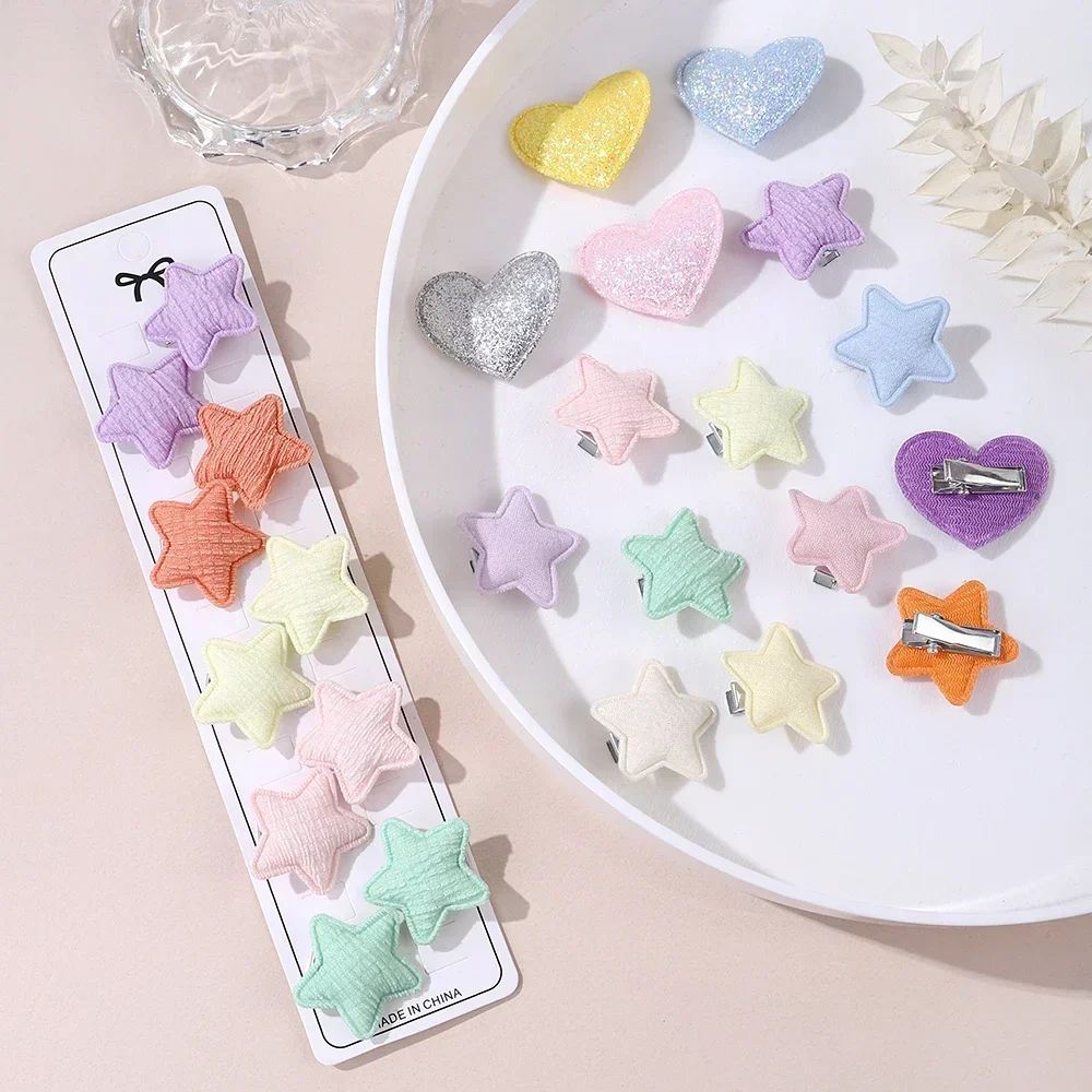 10-Pack Mini Star Hair Clips Candy Style Love Hair Duckbill Clips Children\'s  Clips Gift for Girl Hair Accessories