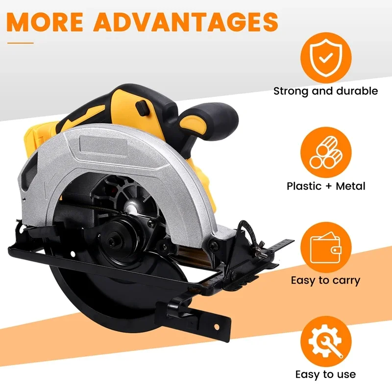 

7 Inch Electric Circular Saw Cordless Board Cutting Machine Woodworking Power Tools For Dewalt 18V 20V Battery
