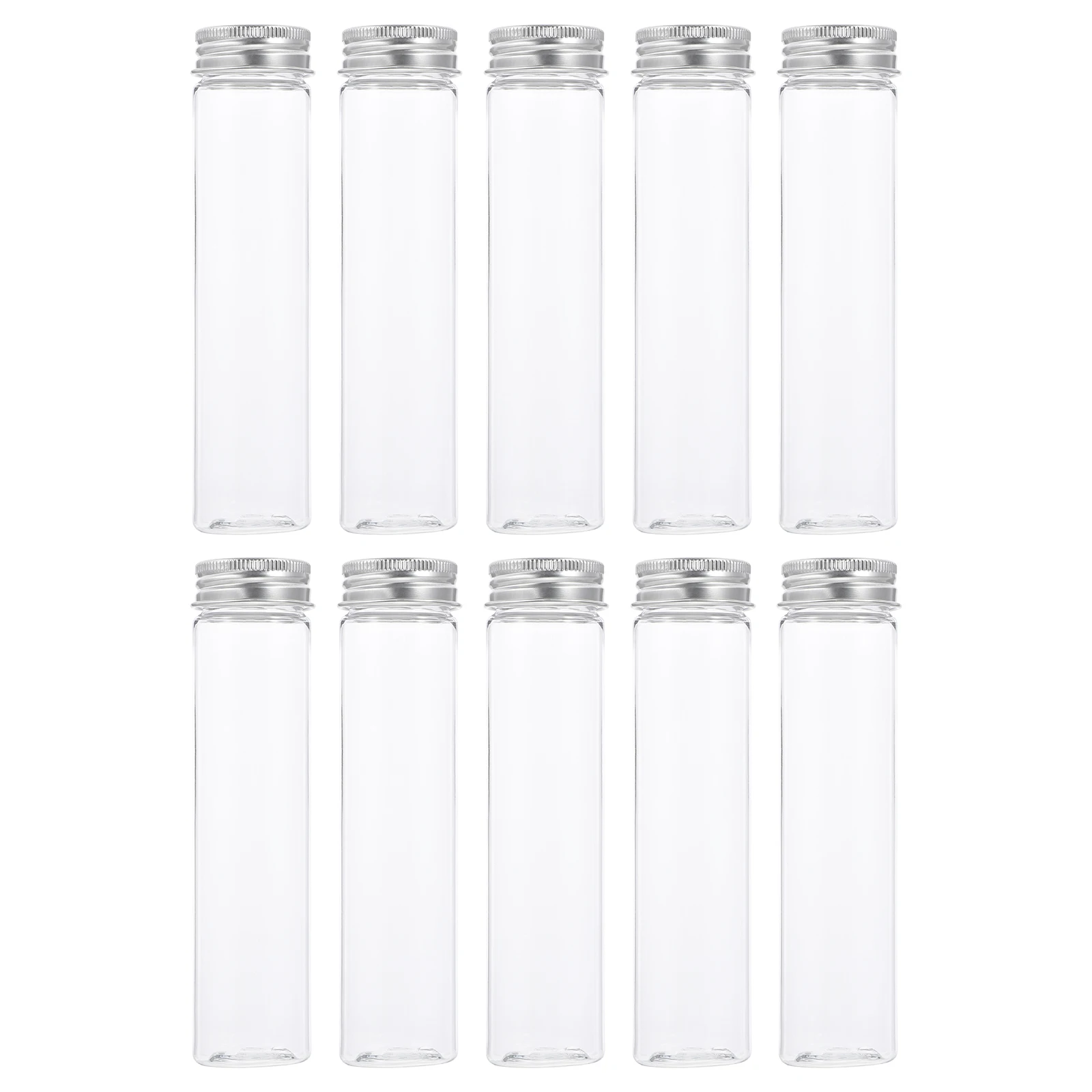 

10 PCS Test Tubes Flat Bottom Clear Plastic with Cap Stainless Steel Bottomed Lid