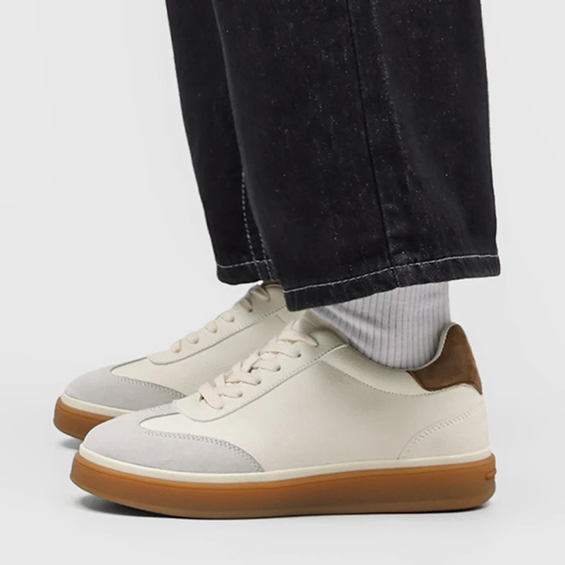 Men's Invisible Height Increasing Casual Shoes Genuine Leather Splicing Upper Lace-up Thick Rubber Sole5- 7cm Elevator Comfort - view 5