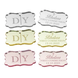 Personalized Engraved Mirror Gift Tags, Wedding Name Tags, Acrylic Cupcake Toppers, Cake Charms, Baby Shower Favor, 20 /50Pcs