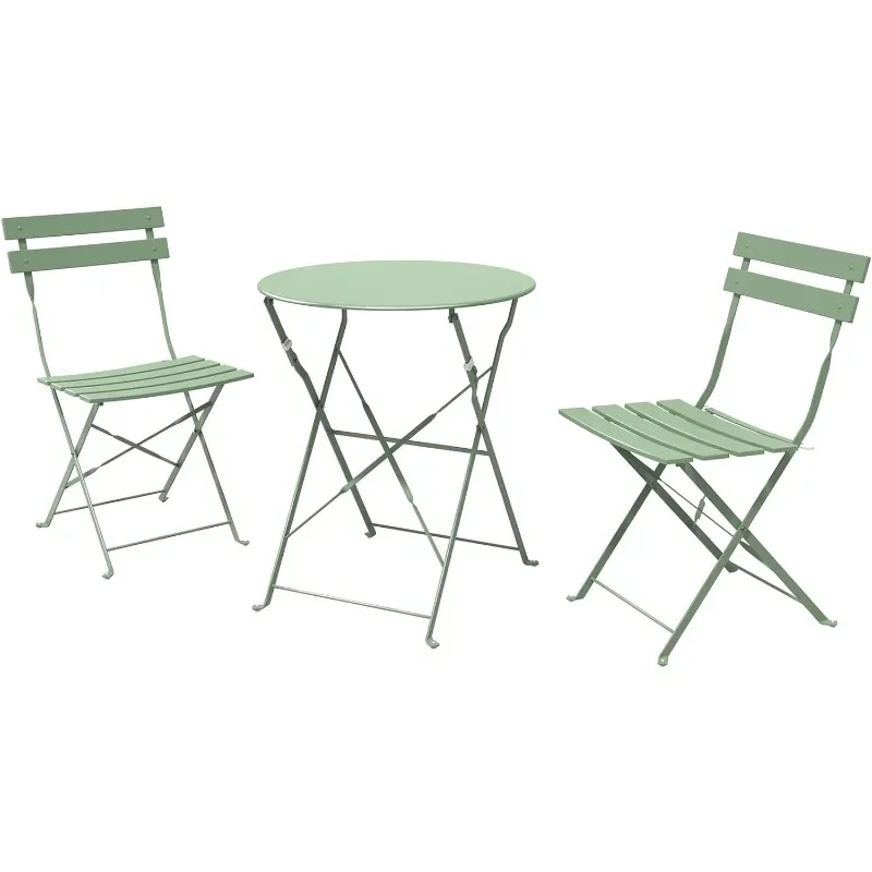 Grand patio 3-Piece Steel Foldable Bistro Set, 2 Chairs and 1 Table, Weather-Resistant Outdoor/Indoor Conversation Set for Patio