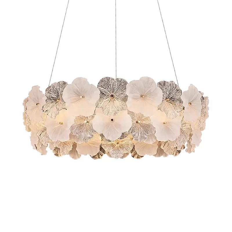 

French living room lamp chandelier glass flower hall lamp full spectrum 25 new dining room bedroom study lamp