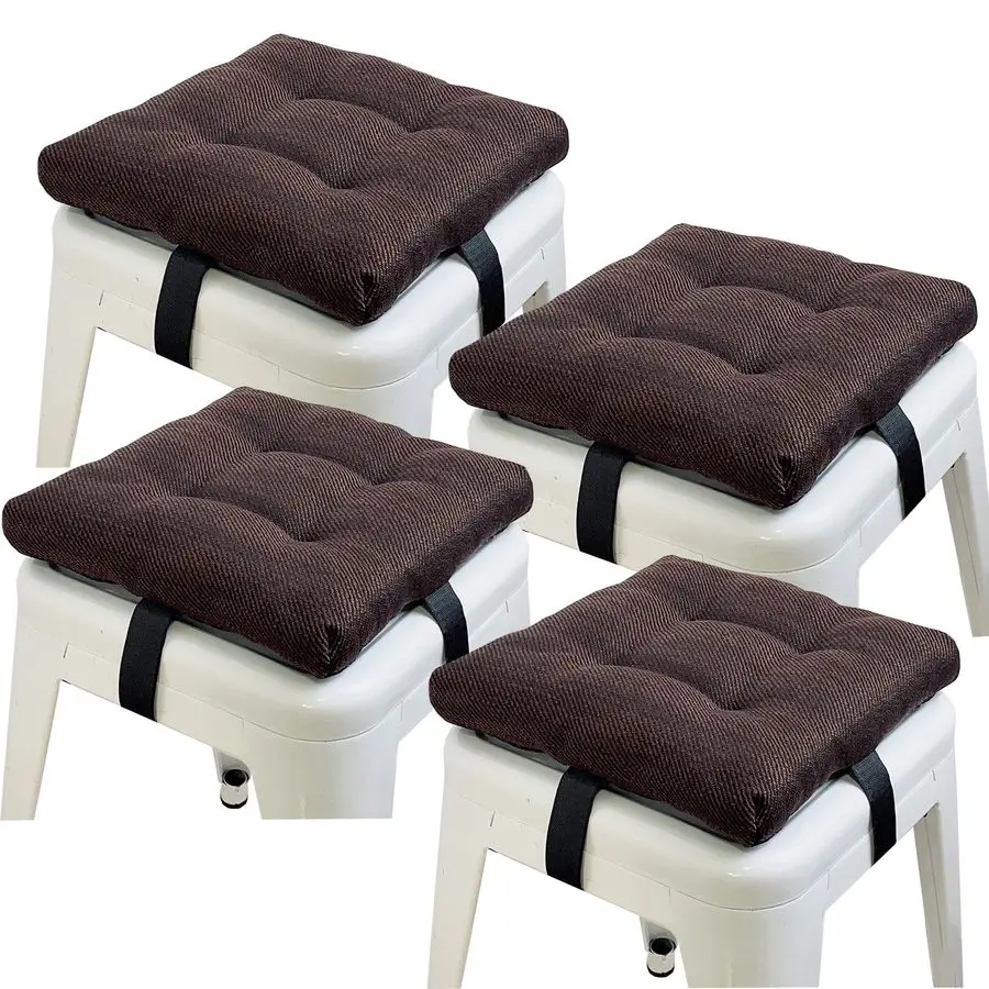 

Bar Stool Cushions Square, 4 Pack Thick Square Seat Cushion Bar Stool Covers Kitchen Dining Chair Pads Padding with Ties Removab