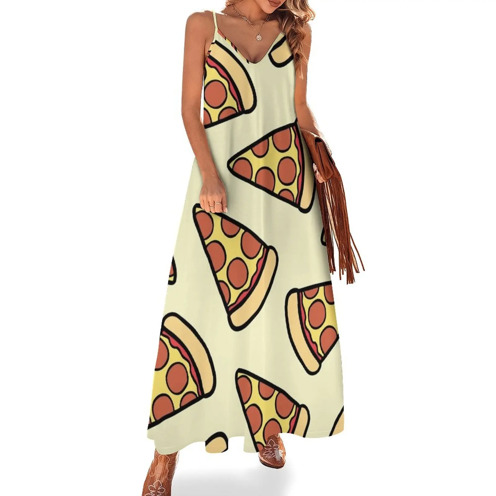 

Pepperoni Pizza Pattern Sleeveless Dress Woman dresses cocktail dresses luxury evening dresses for women 2024