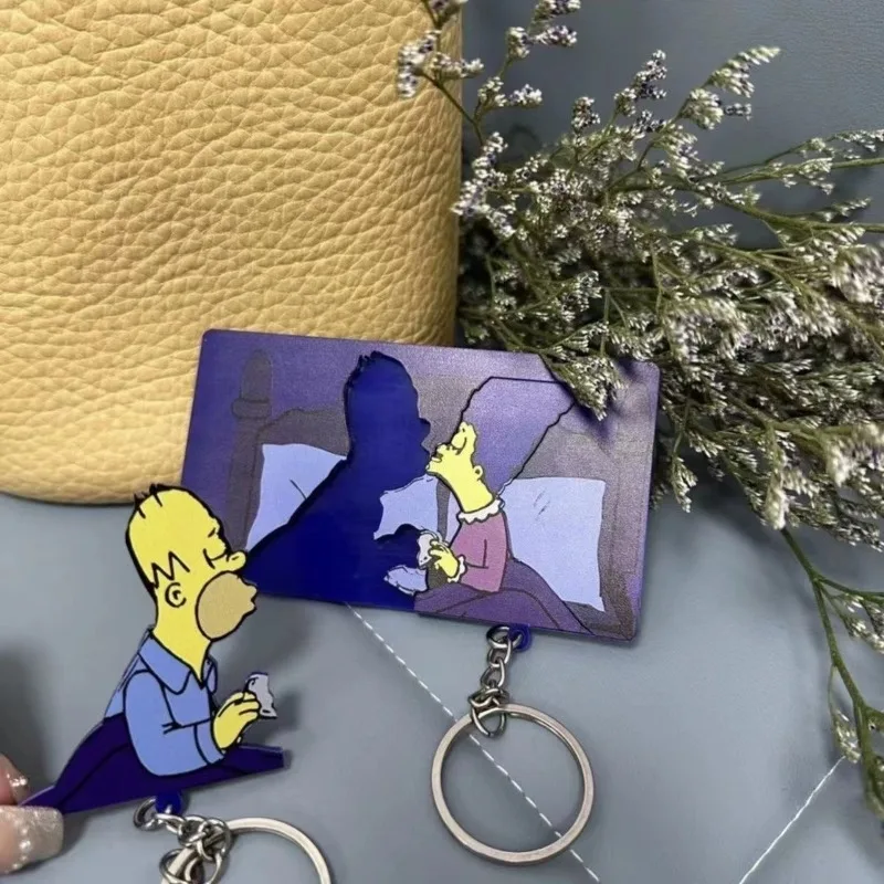 Simpsons Bart Wall-mounted Key Holder Cute Couple Key Anime Pendant Lover Key Chain Home Decor Refrigerator Stickers for Girl