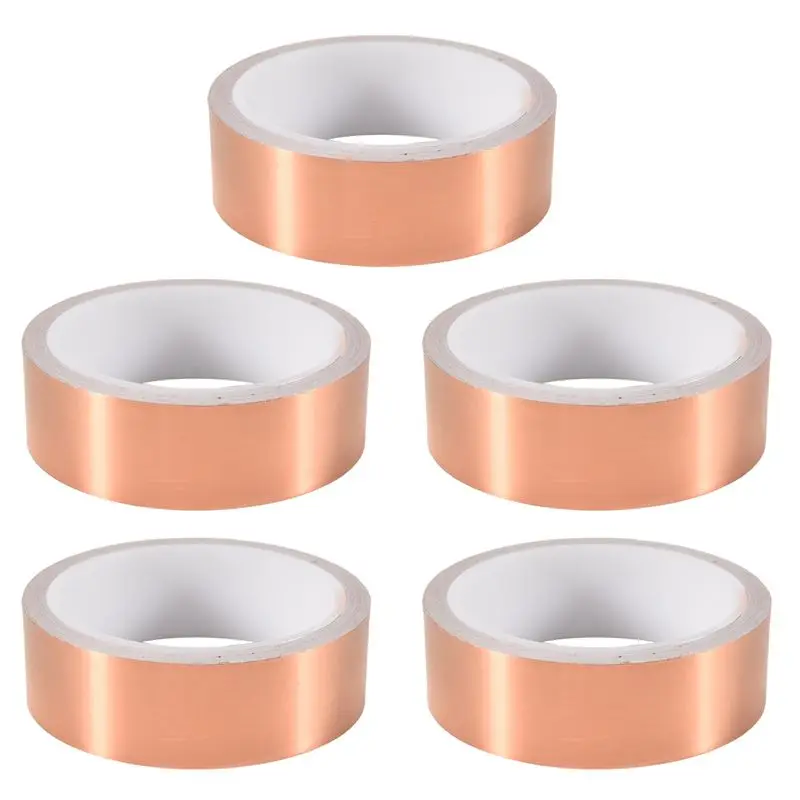 

5Pcs 30Mm X10M Copper Foil Tape Adhesive EMI Shielding Guitar Slug Snail Barrier Tool
