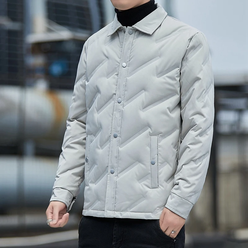 

Уличный альпинистский пуховик, однотонная куртка на хлопковой подкладке, теплая и ветрозащитная куртка на белом утином пуху, свободное пальто для мужчин