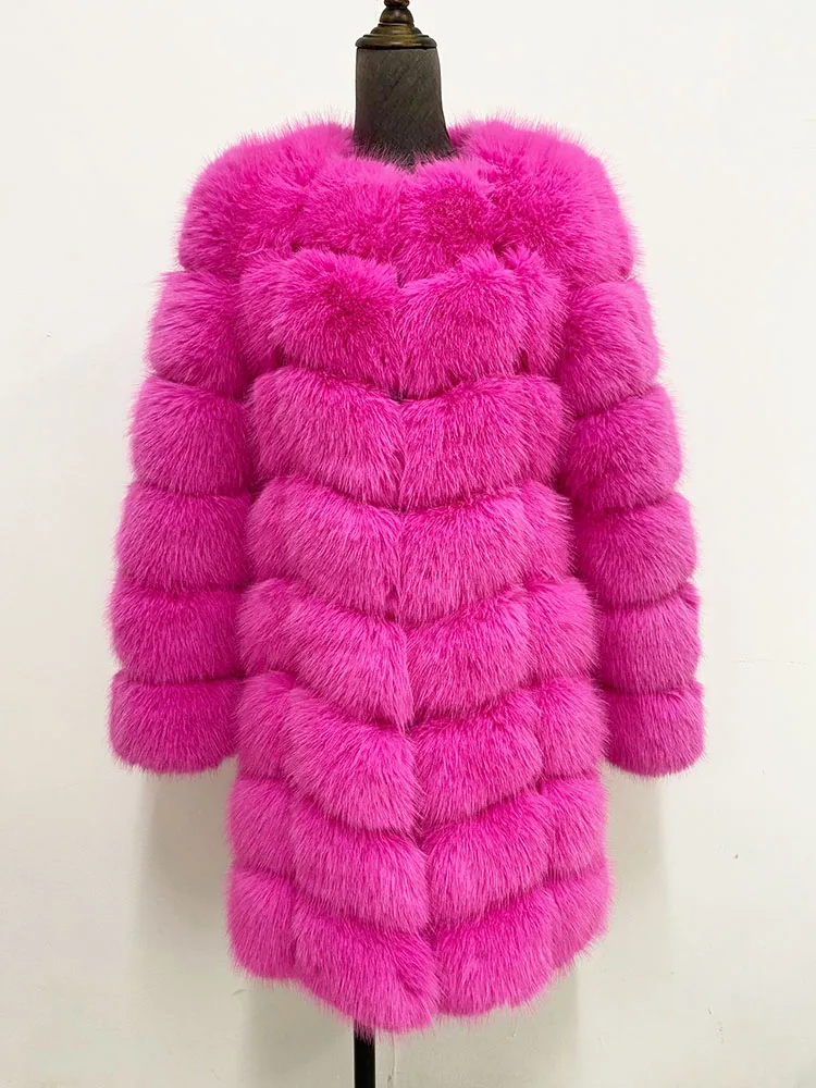 ZADORIN ยุโรปแฟชั่น90ซม.ยาว Trench Coats Faux Fox ขนสัตว์ผู้หญิงหรูหรา Fur Splicing Warm Fluffy Fur Jacket เสื้อกันหนาวฤดูหนาว