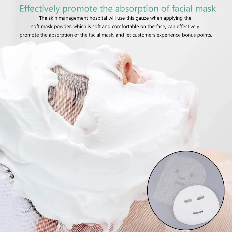 100pcs/bag Soft Disposable Gauze Face Mask Paper Sheet Beauty Salon Special Gauze Absorption Non-Irritating Pure Cotton