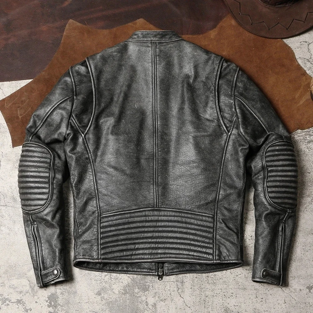 DSC761 Cidu Super Top Quality Heavy Genuine US Cow Leather Slim Classic Cowhide Stylish Rider Jacket