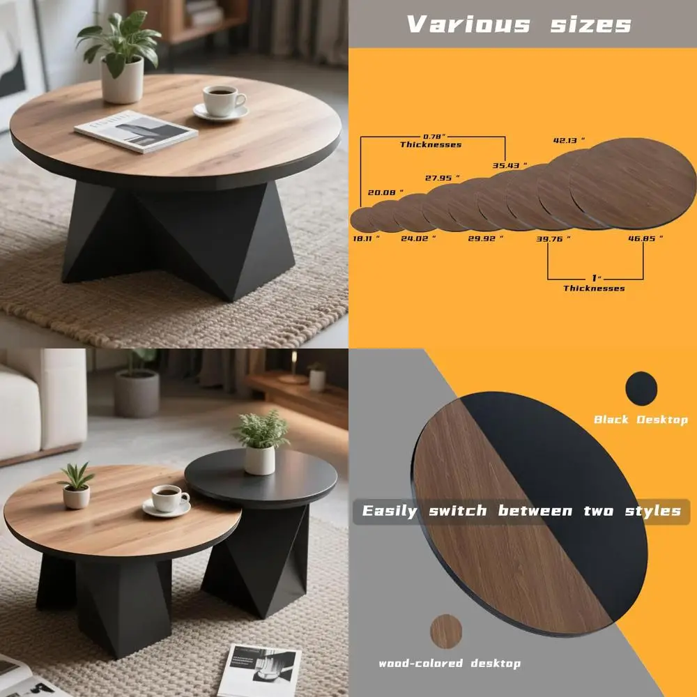 

Double-Sided Walnut & Black Round Outdoor/Indoor Dining Table Top, 35.43 Diameter, Ideal for Restaurants, Cafes, Bars, and Patio