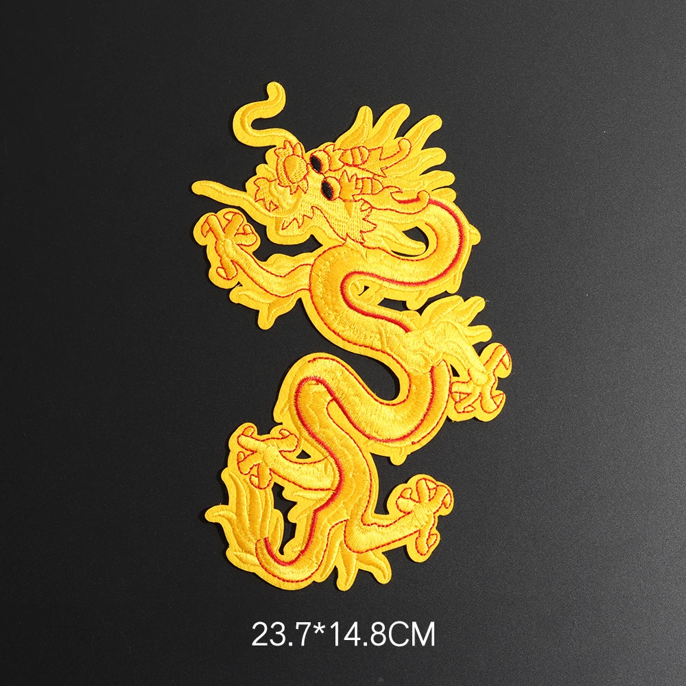 Golden Chinese Embroidery Dragon Patches For Clothing Sew On Sticker Patches Sewing Accessories Clothes Jeans Decoration