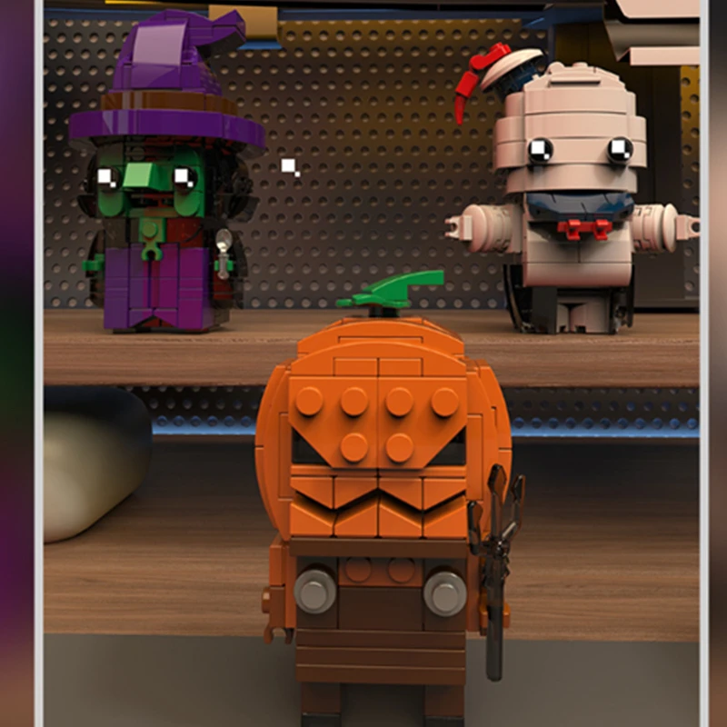 DIY 4in1 할로윈 매직 피규어 호박 엄마들 유령 뱀파이어 박쥐 장식 블록 키트 소녀 소년 브릭 모델 장난감
