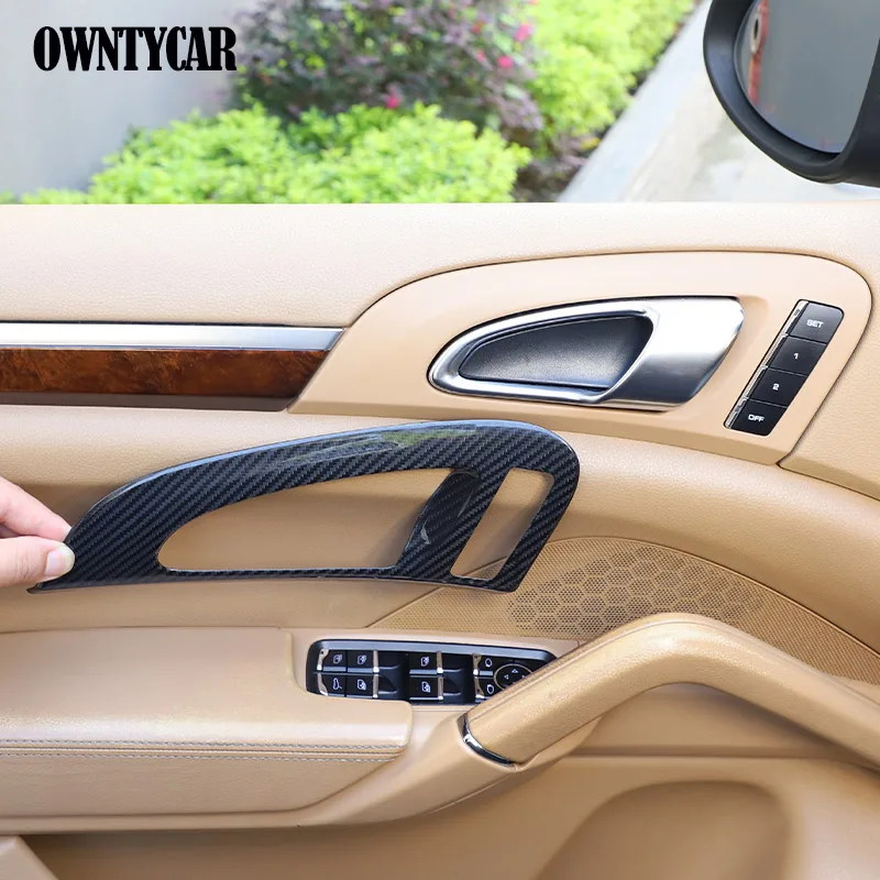 Real Carbon Fiber For Porsche Cayenne 958 2011-2017 Car Interior Door Handle Pull Trim Cover Frame Accessories (Exc. Turbo)