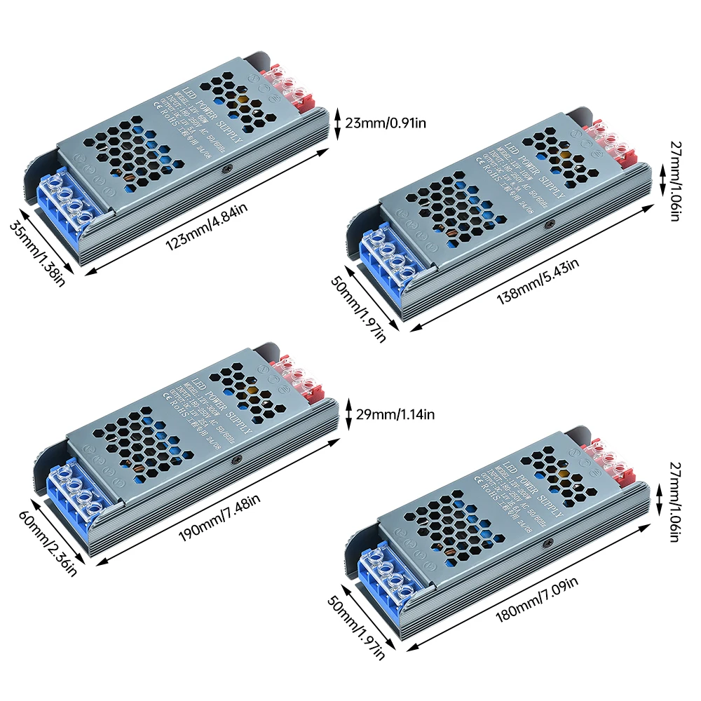 Lighting Transformer DC 12V Power Supply Adapter 5A 8.3A 16.6A 25A Ultra thin LED Strip Switch Driver Lamp 60W 100W 200W 300W