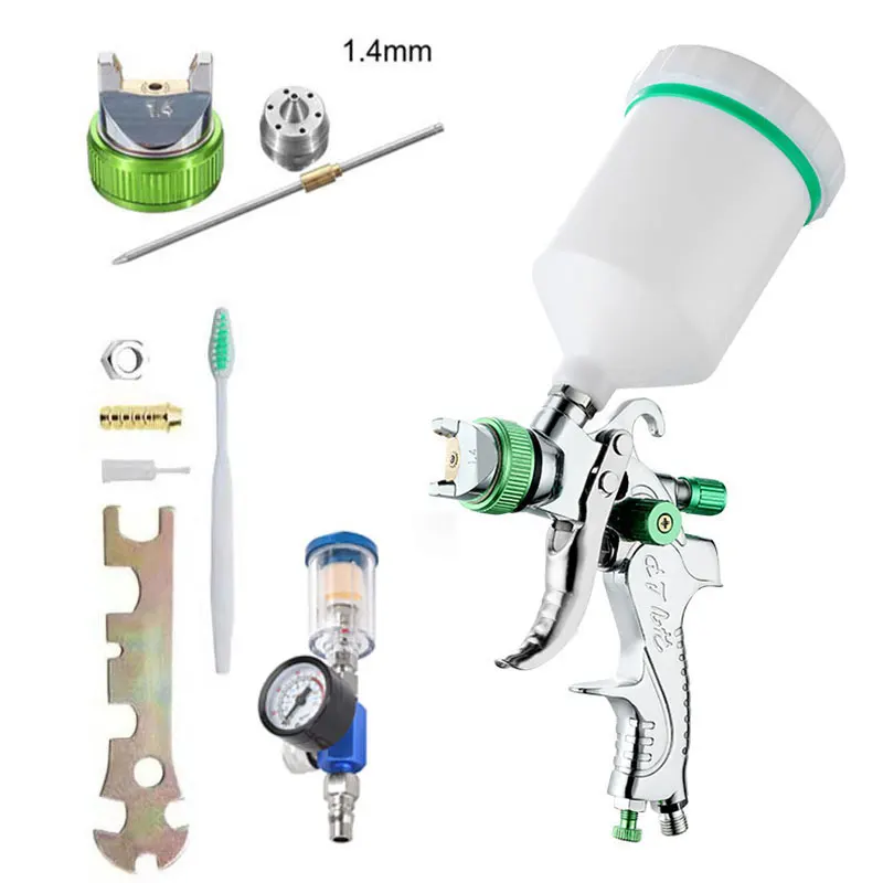 HVLP Professioneel Spuitpistool 1.4/1.7/2.0/2.5mm Stalen Mondstuk Zwaartekracht Spuitpistool Draagbare Autolak Spuitpistool DIY Spray Paint Kit