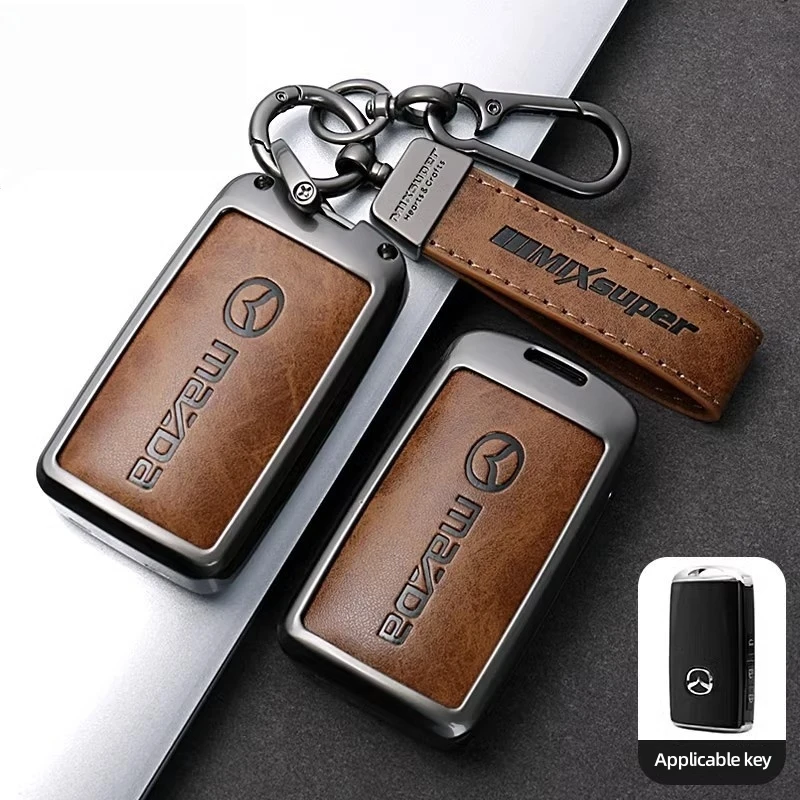 Leder-Autoschlüsselhülle Schlüsselcase für Mazda 2 3 6 Axela Atenza Demio CX30 CX4 CX5 CX-5 CX8 CX-8 CX-30 CX9 CX-9 MX5 Schlüsseltasche – Detail 10