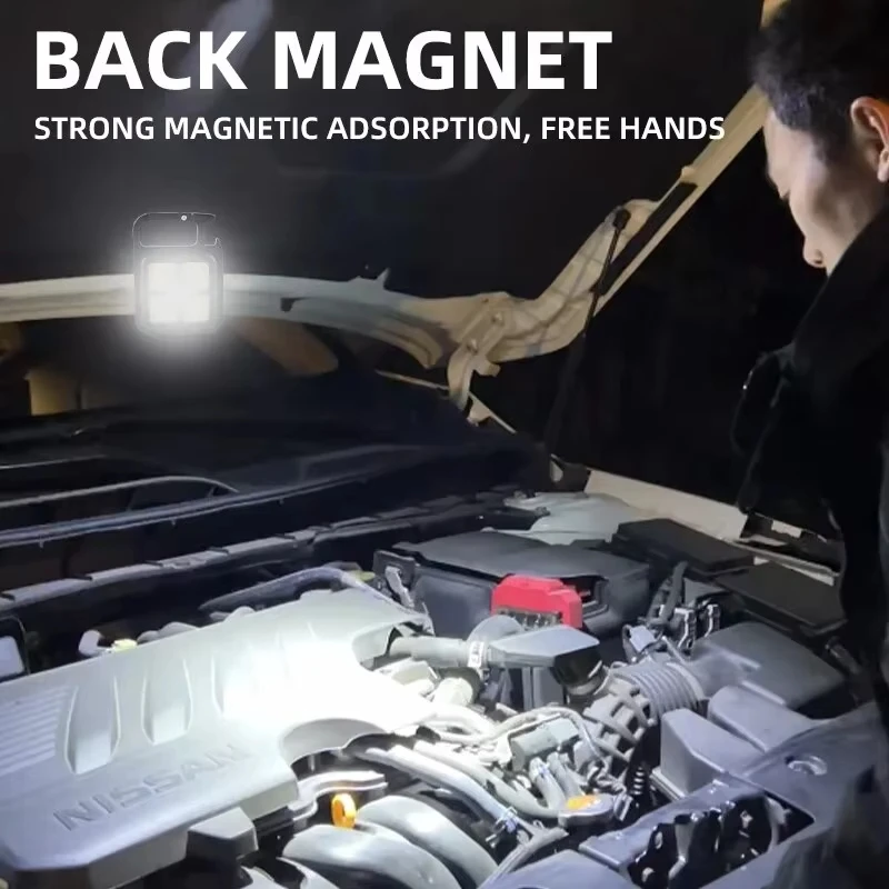 Mini COB LED Keychain Flashlight USB Rechargeable Magnetic Work Light Portable Emergency Lamp for Camping Hiking Outdoor Use