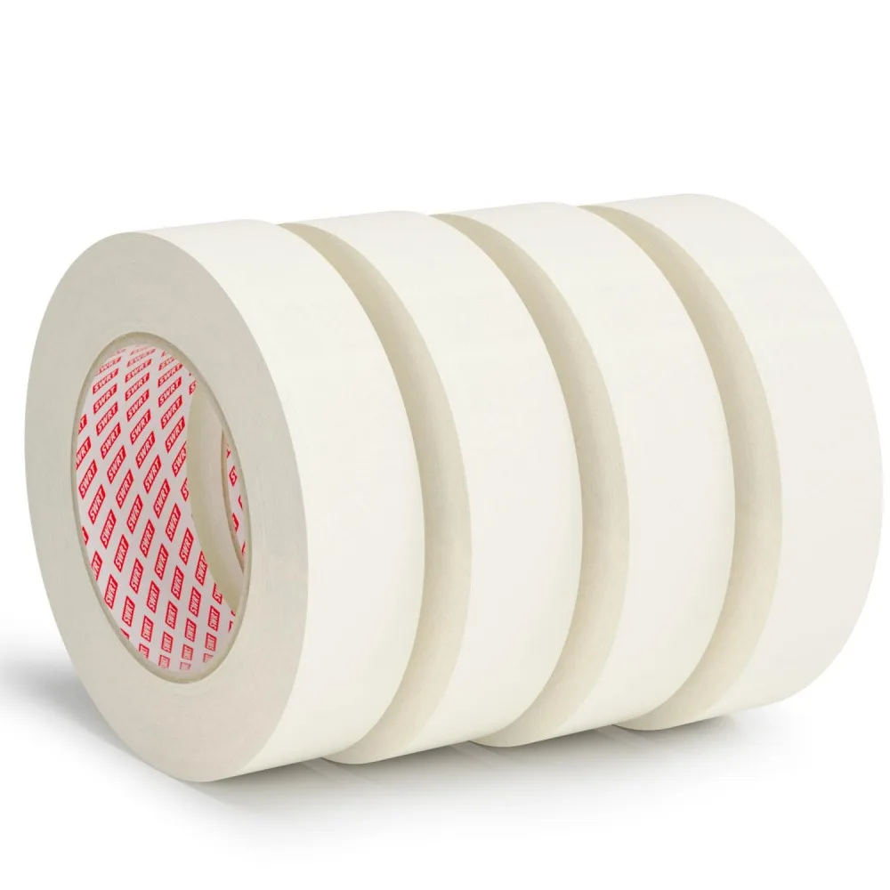 2 Pack Masking Tape, 2.4cm X 20m White Painter's Tape for Auto Painting and Home Decor, Easy Tear Adhesive Tape with No Residue Removal (Random Color)