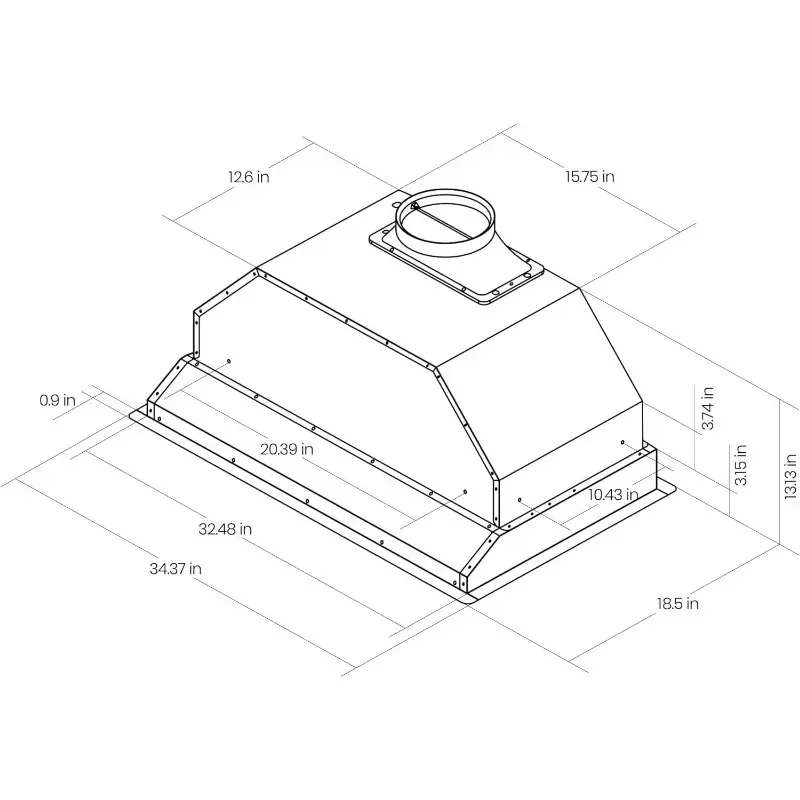 Exaustor de inserção canalizado sem duto conversível embutido para fogões de cozinha