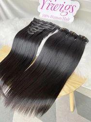 Natutal Straight 4C Clip in Hair Extension PU Weft 100% Real Raw Human Hair Seamless Unprocessed 100g 7Pcs/Set