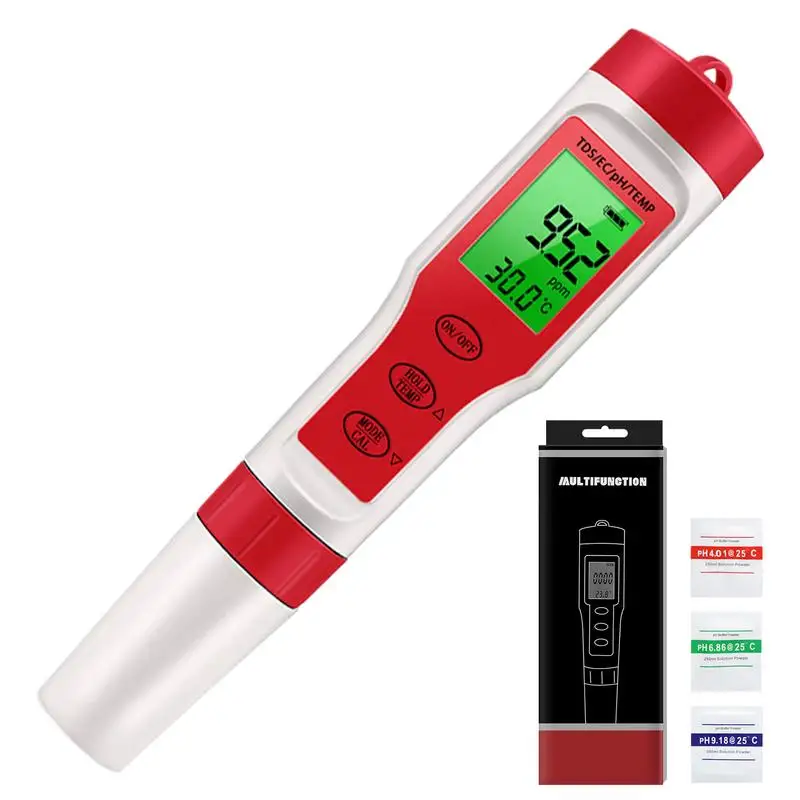 Water PH Tester High Accuracy 4 In 1 Digital PH Meter EC TDS Temperature Meter Testing Tool For Nutrients Growing Hydroponics