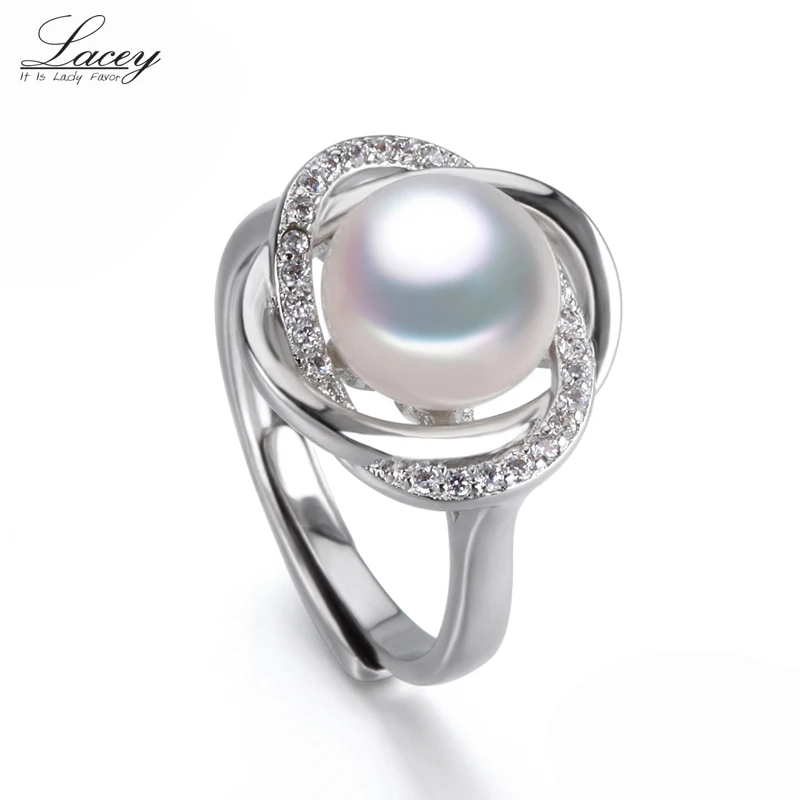 Białe pierścionki z naturalnymi perłami dla kobiet, prawdziwy pierścionek z perłą słodkowodną 925 srebrny pierścionek prezenty urodzinowe dla żony