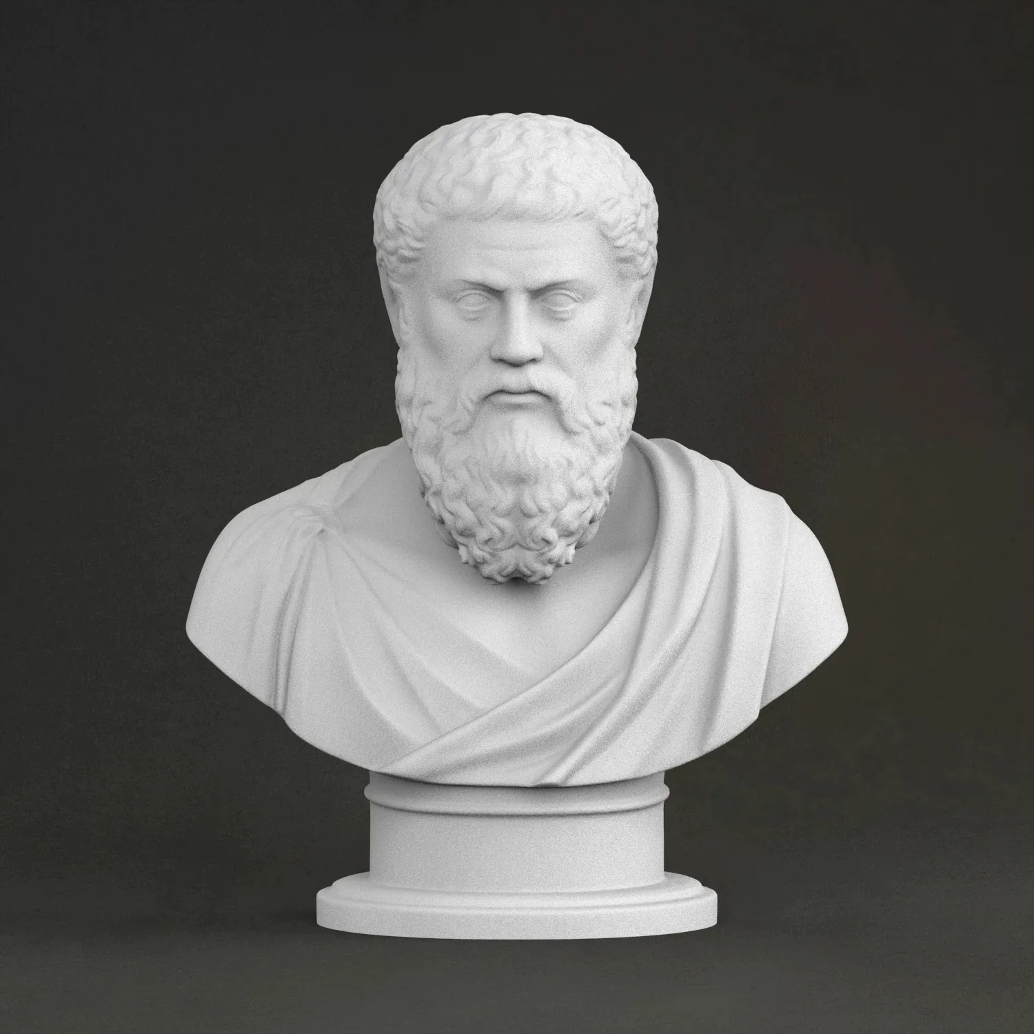 'Plato' Sculpture, 3D Printed Resin Material, Hand-Painted, Plaster-Like Textured Decoration (Ships Within 10 Days)