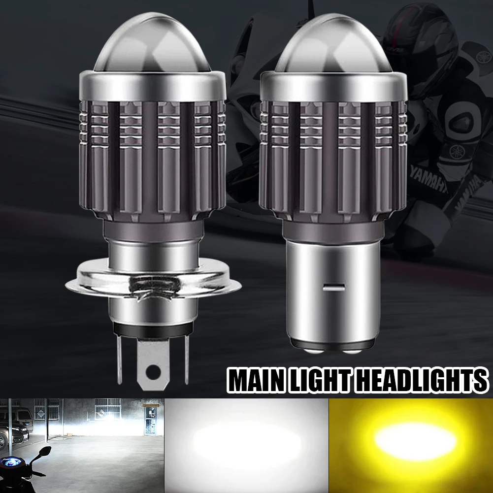 1pcs H4 BA20D LED Motorcycle Headlight Bulbs CSP 10000Lm White Yellow Hi Lo Beam Fog Lamp Waterproof Motorbike Scooter Lamp