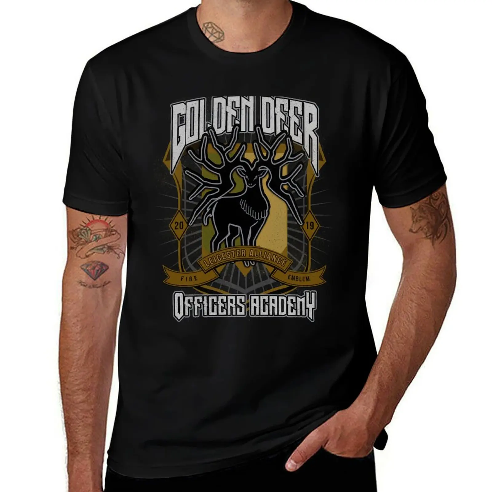 

Golden Deer Crest T-Shirt men t shirt cotton 100% man t shirt cotton
