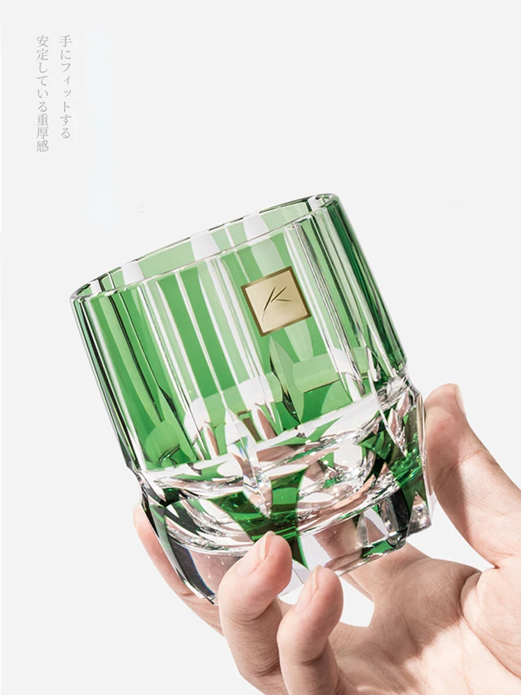

250ml Green Bamboo Whiskey Rock Glass 2023 Latest Japan KAGAMI Design Crystal Wine Tasting Cup Spirits Liquor XO Whisky Snifter