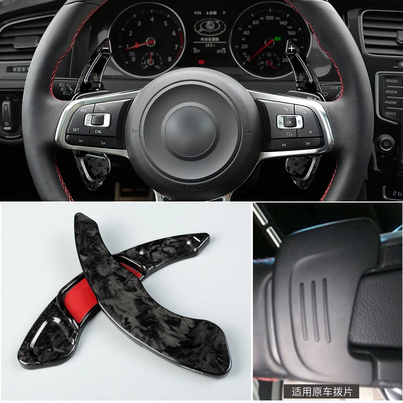 Steering Wheel Paddle Shifter For VW Golf 7 Polo GTI R-Line Jetta Scirocco Carbon Fiber