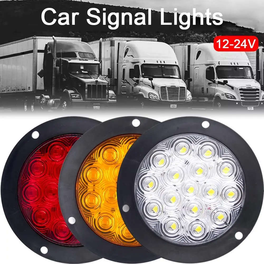 12V24V Universal Voltage 14cm Circular LED Truck Tail Light 16LED Red Yellow White Tail Light Signal Side Sign Warning Light