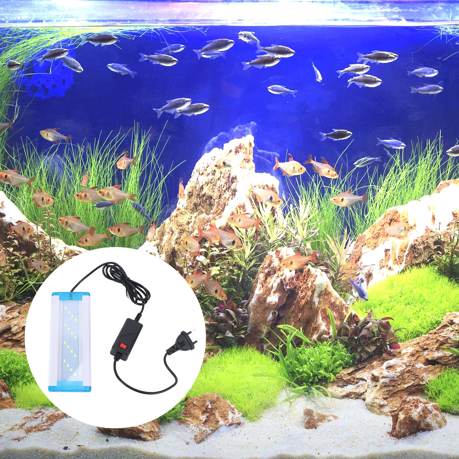 

Aquarium LED Lamp Ultra Thin Body Heat Dissipation Saving Fish Tank Light White Eu Plug Fish Tank Lamp