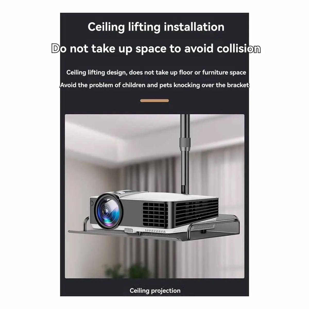 A46U Projector Ceiling Mount Tray Wall Mount Bracket for Cameras & Projectors, Ideal for Video Conferencing & Home ,B