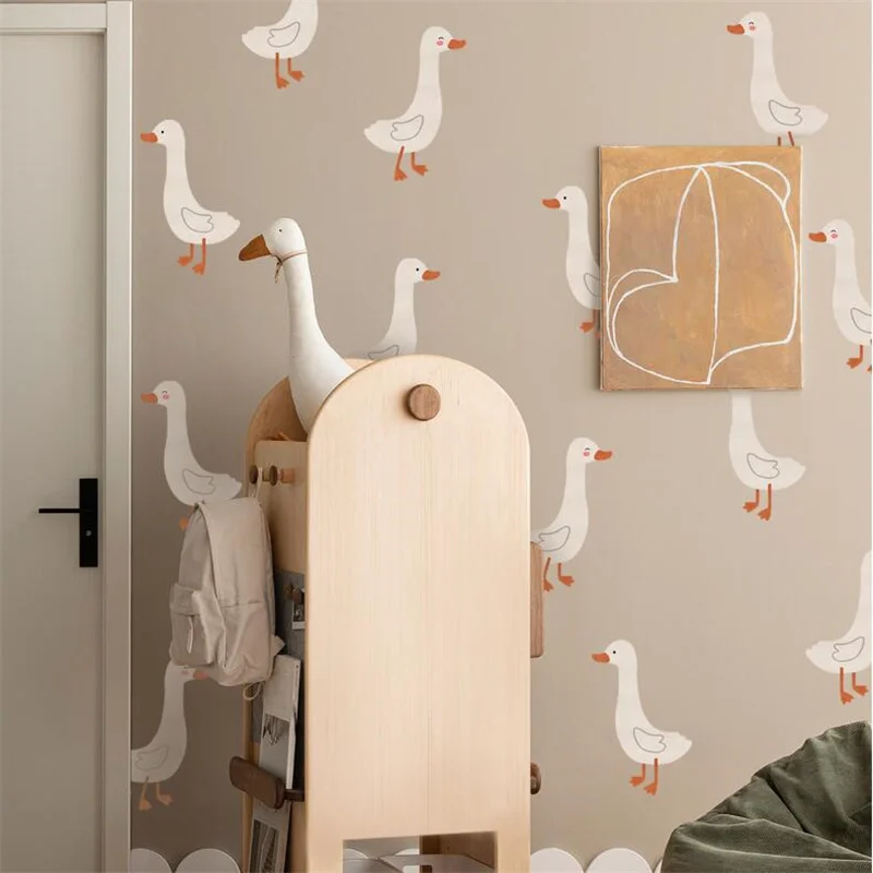 6Pcs Cartoon Cute Little Duck Wall Stickers For Living Room Bedroom Background Wall Home Decoration Wall Stickers Wallpapers