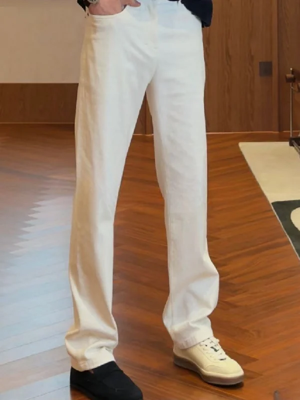 

Весна 2026: Новые белые прямые джинсы свободного кроя, повседневные длинные брюки унисекс, люксовые, универсальные, премиум-класса, модные.