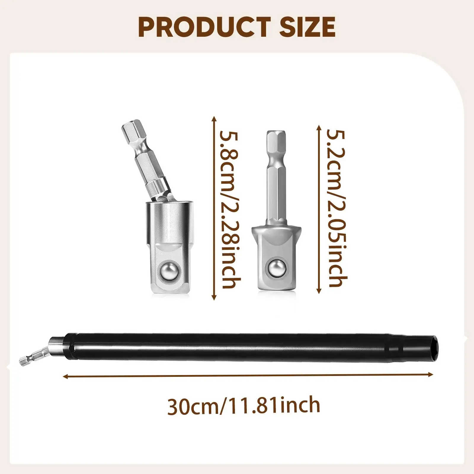 Hollow Socket 360° Rotatable with Hex Shank 1/2" Impact Grade Socket Adapter