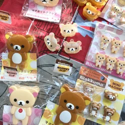 Japan Rilakkumas Cute Little Bear Model Toy Refrigerator Stickers Small Clip Kawaii Stickers Tapes Mini Storage Box Kids Gifts