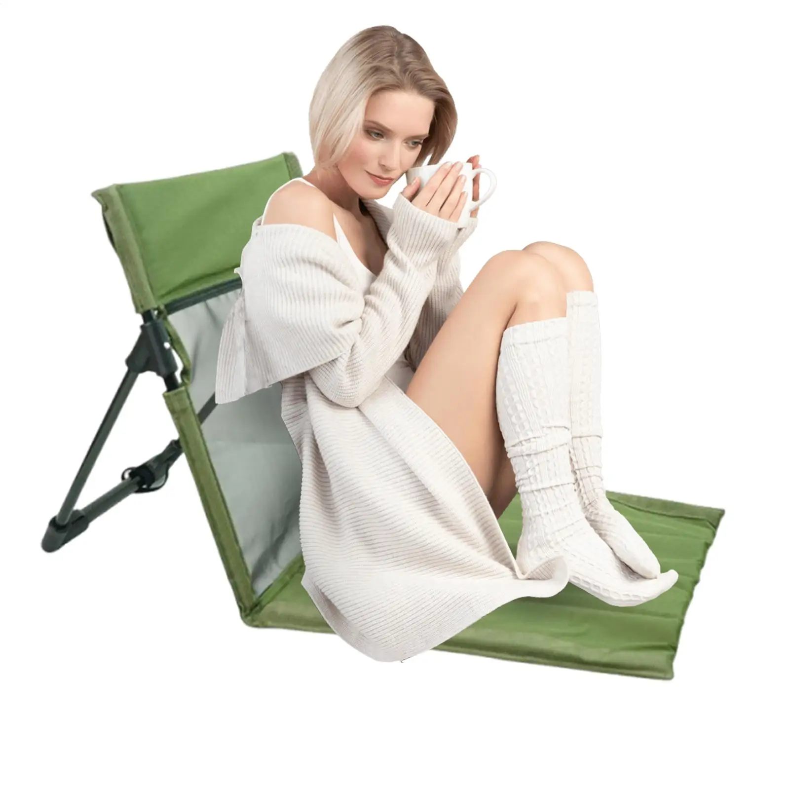

Foldable Chair Camp Chair With Backrest Portable Floor Seat For RV Tailgating Hiking Patio Travel Beach Picnic Backyard Fishing
