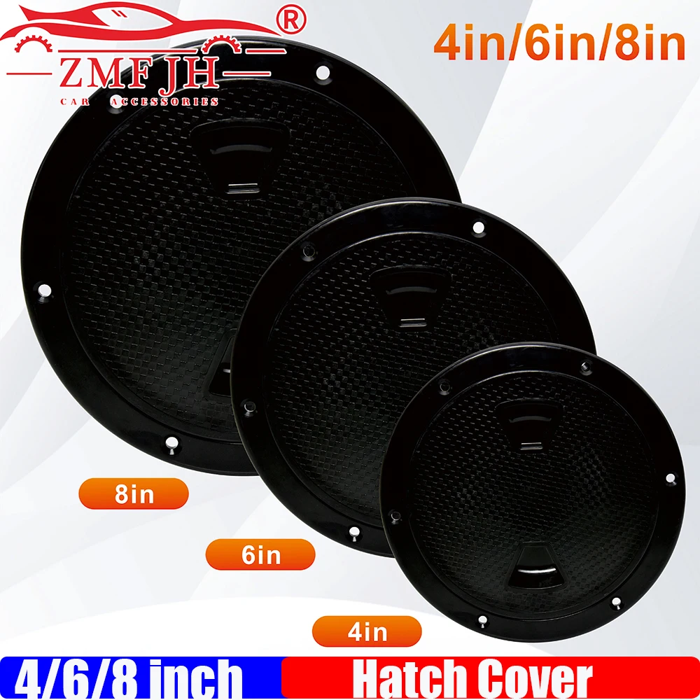 

4/6/8 Inch ABS Plastic Round Deck Inspection Plate Hatch Cover Deck Plate Non Slip for Marine RV Yacht Boat Accessories Black