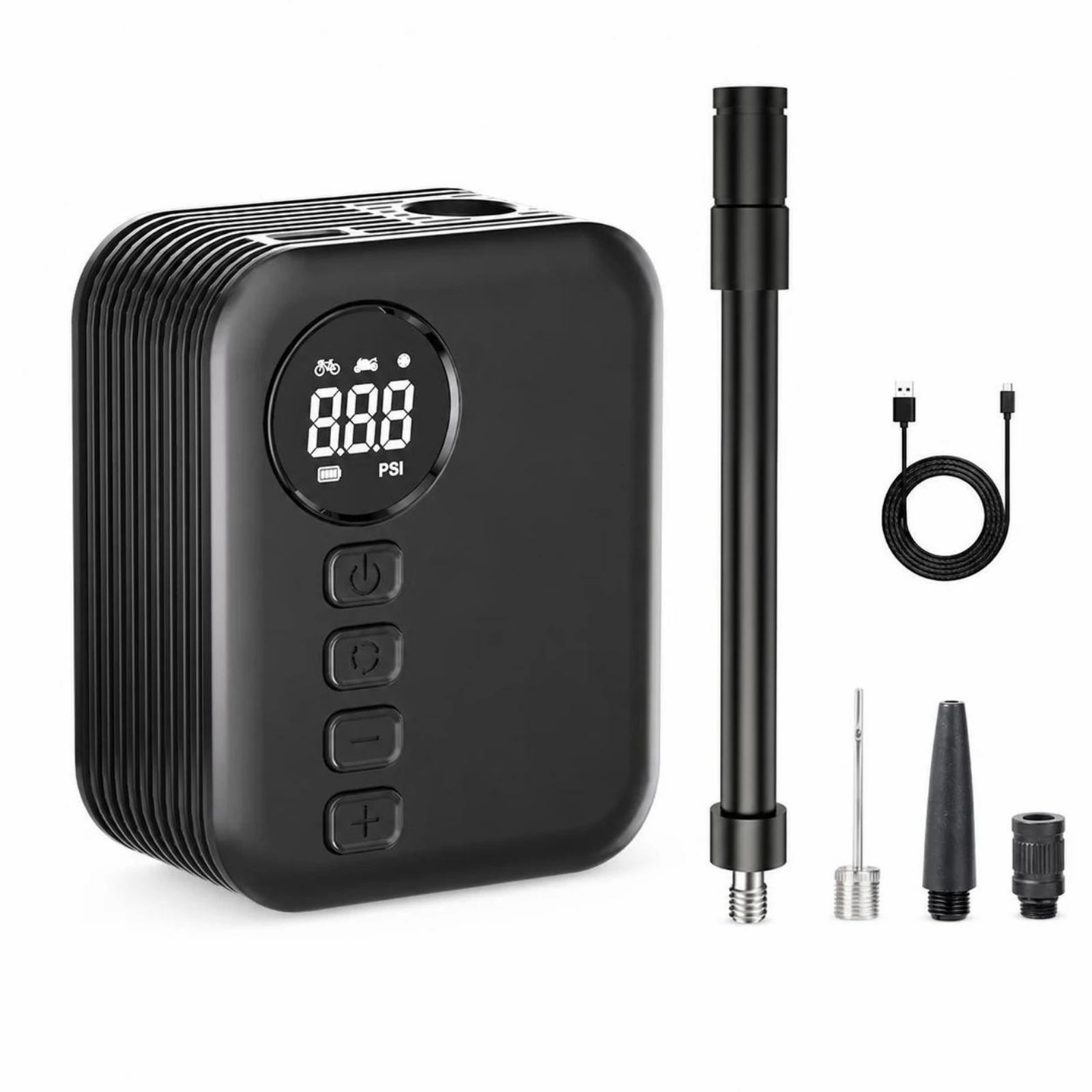 Electric Fiets Air Pump Cordless Luchtpomp Met Presta- En Schrader-Ventielen Fiets Pump Portable Electric Inflator Compact